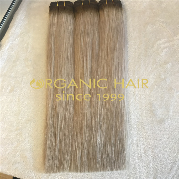 Darker root,  ash color end , machine hair weft  H82